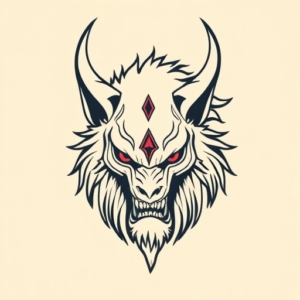 Minimal Color Fenrir Tattoo