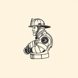 Minimal Color Firefighter Tattoo