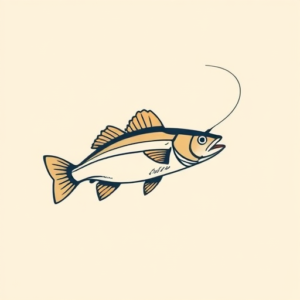 Minimal Color Fishing Tattoo