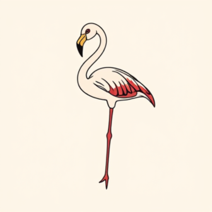Minimal Color Flamingo Tattoo