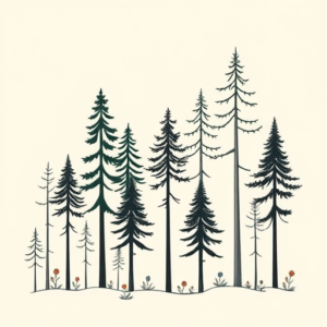 Minimal Color Forest Tattoo