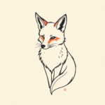 Minimal Color Fox Tattoo