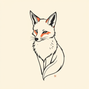 Minimal Color Fox Tattoo