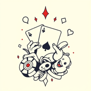 Minimal Color Gambling Tattoo