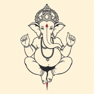 Minimal Color Ganesha Tattoo