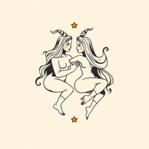 Minimal Color Gemini Tattoo