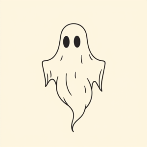 Minimal Color Ghost Tattoo