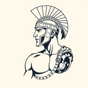 Minimal Color Gladiator Tattoo