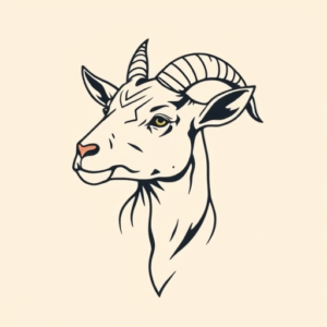 Minimal Color Goat Tattoo
