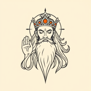 Minimal Color God Tattoo