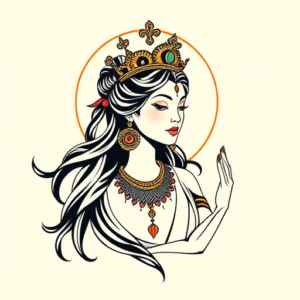 Minimal Color Goddess Tattoo