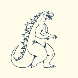 Minimal Color Godzilla Tattoo