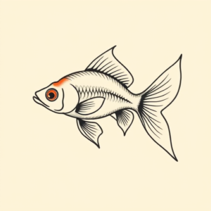 Minimal Color Goldfish Tattoo