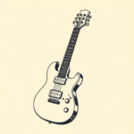 Minimal Color Guitar Tattoo