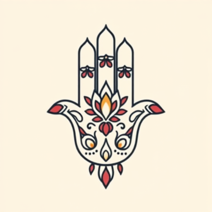 Minimal Color Hamsa Tattoo