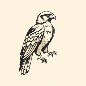 Minimal Color Hawk Tattoo