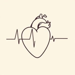 Minimal Color Heartbeat Tattoo