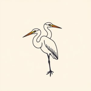 Minimal Color Heron Tattoo