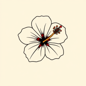 Minimal Color Hibiscus Tattoo