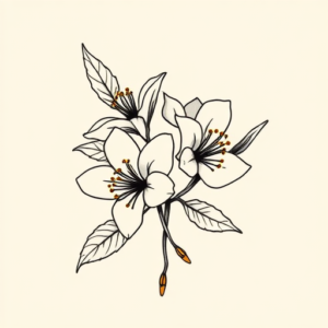 Minimal Color Honeysuckle Tattoo