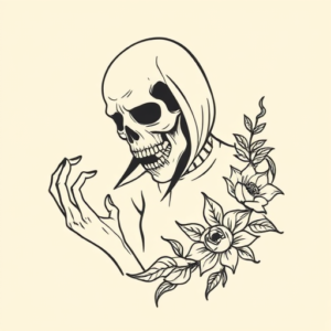 Minimal Color Horror Tattoo