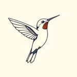 Minimal Color Hummingbird Tattoo