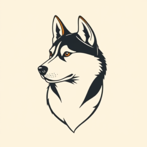 Minimal Color Husky Tattoo