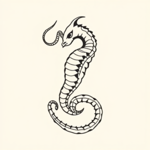 Minimal Color Hydra Tattoo