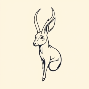 Minimal Color Jackalope Tattoo