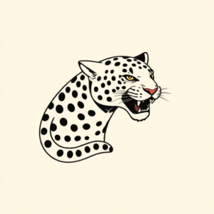 Minimal Color Jaguar Tattoo