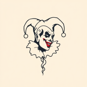 Minimal Color Jester Tattoo