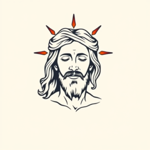 Minimal Color Jesus Tattoo