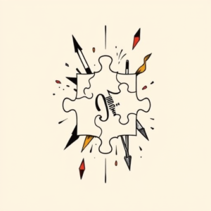 Minimal Color Jigsaw Tattoo