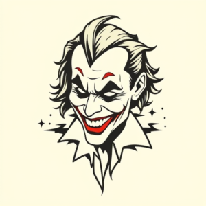 Minimal Color Joker Tattoo