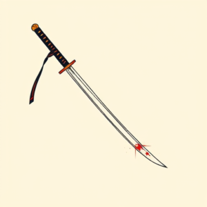 Minimal Color Katana Tattoo