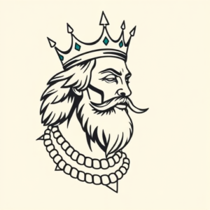 Minimal Color King Tattoo