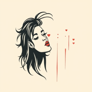 Minimal Color Kiss Tattoo