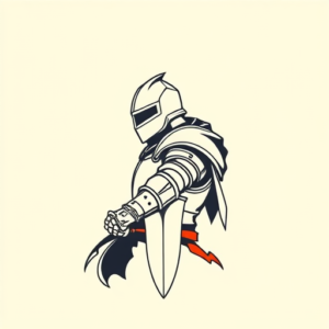 Minimal Color Knight Tattoo