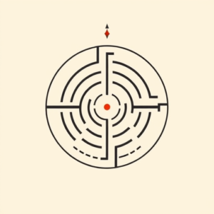 Minimal Color Labyrinth Tattoo