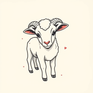 Minimal Color Lamb Tattoo