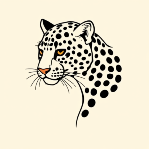 Minimal Color Leopard Tattoo
