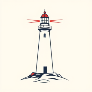 Minimal Color Lighthouse Tattoo