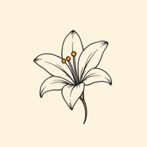 Minimal Color Lily Tattoo