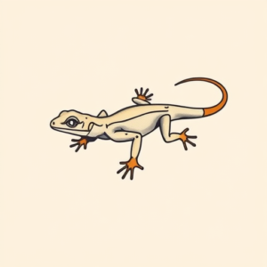 Minimal Color Lizard Tattoo