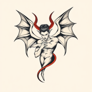Minimal Color Lucifer Tattoo