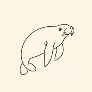 Minimal Color Manatee Tattoo