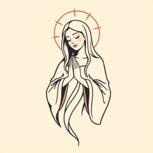 Minimal Color Mary Tattoo