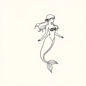 Minimal Color Mermaid Tattoo