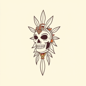 Minimal Color Mictlantecuhtli Tattoo