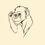 Minimal Color Monkey Tattoo